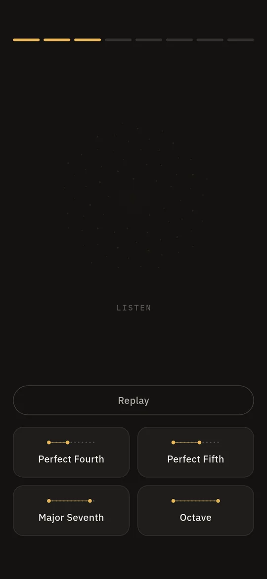 A question in progress: the two notes are sounding and the screen shows nothing that encodes pitch.